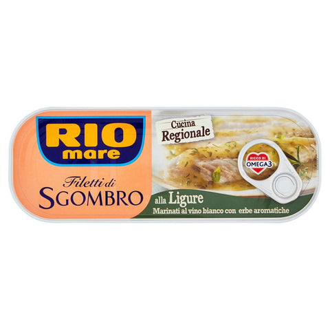 Rio Mare Filetti di Sgombro alla Ligure Mackerel Fillets Marinated in White Wine with Aromatic Herbs 120 g Rich in Omega 3