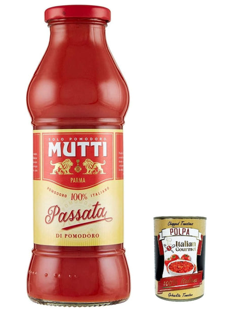 12x Mutti Passata di Pomodoro Tomato Paste Tomato Sauce 100% Italian 400g + Italian Gourmet Polpa 400g