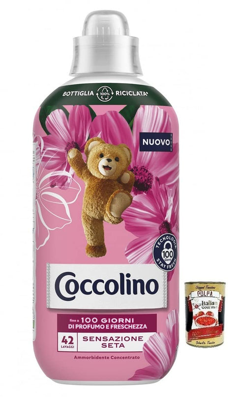 Coccolino Sensazione Seta, 100 Days Perfume and Freshness, Concentrated Fabric Softener, Silk, 42 Washes, 980 ml + Italian Gourmet Polpa di Pomodoro 400 g Tin