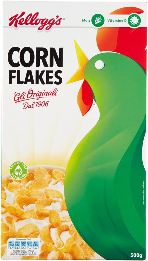 3 x Kellogg's Corn Flakes Crispy Golden and Delicious Palm Oil No Dyes No Artificial Flavours 500 g