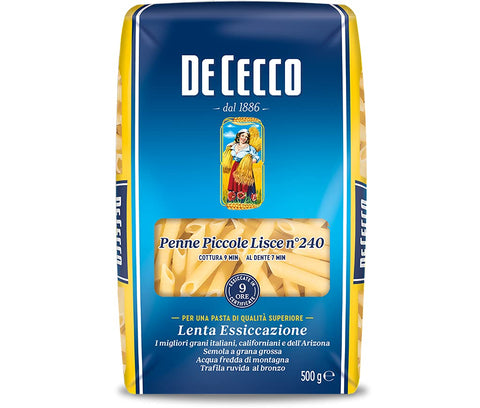 De Cecco - Small Penne Smooth, Durum Wheat Semolina Pasta - 500 g - [Pack of 12]