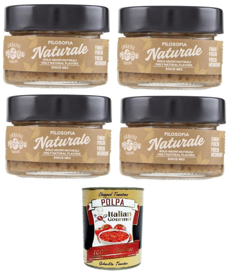 Urbani Filosofia Naturale Battuto di Funghi Porcini Minced Porcini 4 x 80 g + Italian Gourmet Polpa 400 g
