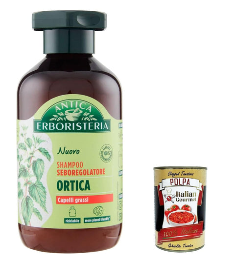 6 x Antica Erboristeria Shampoo Ortica, Ortica Shampoo for Oily Hair 250 ml + Italian Gourmet Polpa 400 g