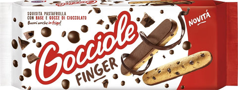 3 x Gocciole Finger, Biscuits Covered with Chocolate, Fine Shortcrust Dough with Many Chocolate Chips, 120 g + Italian Gourmet Polpa 400 g