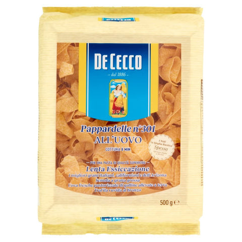 De Cecco Pappardelle N° 301 all'Uovo Pasta with Egg 500 g + Italian Gourmet Polpa 500 g Pack of 5