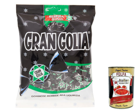 3 x Golia Gran Golia Soft Gummy Sweets with Liquorice Flavour, Sweets 180 g + Italian Gourmet Polpa 400 g