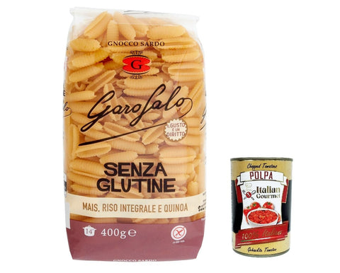 10 x Gnocco sardo 400 g Senza Glutine Glutin Free, Gluten-Free Pasta Noodles + Italian Gourmet Polpa 400 g
