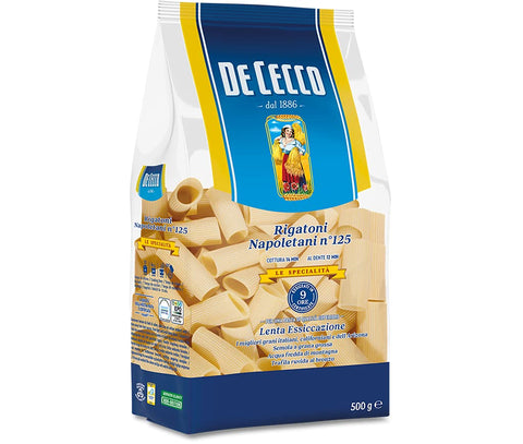 De Cecco - Rigatoni Napoletani No. 124, Durum Wheat Semolina Pasta - 6 Pieces of 500 g [3 kg]
