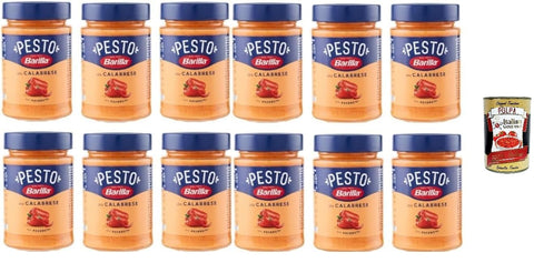 Barilla Pesto alla Calabrese, Italian Pasta Sauce without Gluten, 190 g, Pack of 12 + Italian Gourmet Polpa 400 g