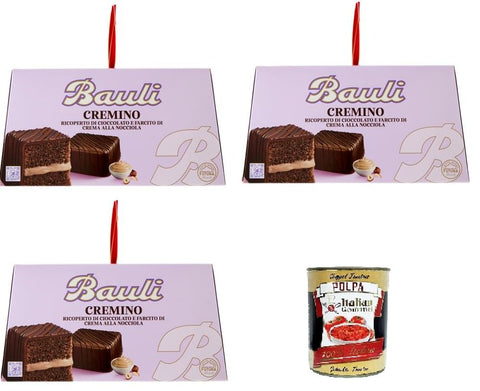 Bauli Dolce Cremino 3 x 750 g - Italian Christmas Cake with Hazelnut Cream, Milk & Dark Chocolate - Made with Natural Lievito Madre+ Italian Gourmet Polpa 400 g