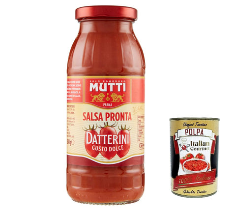 12 x Mutti Salsa Pronta Pomodoro Datterini Sauce, Tomato Sauce 100% Italian 300 g + Italian Gourmet Polpa 400 g