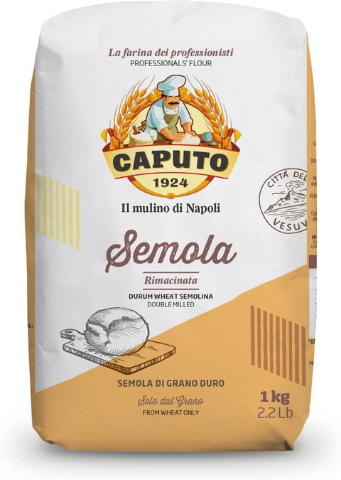 6 x Caputo Il Mulino di Napoli Semola rimacinata di Grano Duro Durum Wheat Casting High Elasticity 1kg Semolina for Pizza