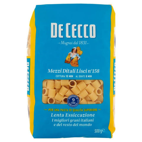 10x Pasta De Cecco 100% Italian Mezzi Ditali Lisci N°158 Pasta 500g + Italian Gourmet Polpa 400g