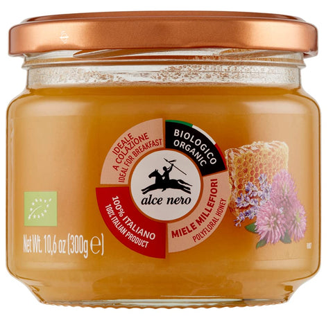 Alce Nero Miele Millefiori Biologico Organic Wild Blossom Honey 100% Italian Organic Honey 300g