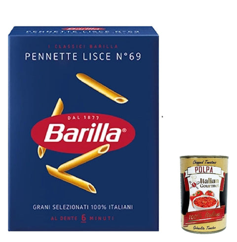 20 x Pasta Barilla Pennette Lisce No. 69, 100% Italian Pasta, 500 g Pack + Italian Gourmet Polpa 400 g