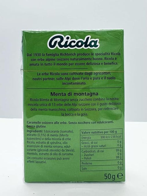 Ricola Caramelle alle erbe alla menta di montagna Swiss Mountain Mint Herbal Pastilles, Sugar-Free – 20 x 50g