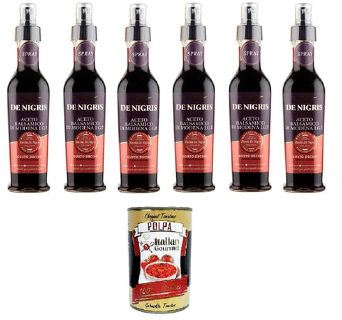 De Nigris Balsamic Vinegar from Modena I.G.P. Gusto Deciso Spray 6 x 250 ml + Italian Gourmet Polpa 400 g