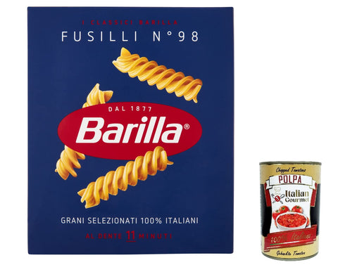 5 x Pasta Barilla Fusilli No. 98 Italian Noodles 500 g Pack + Italian Gourmet Polpa 400 g