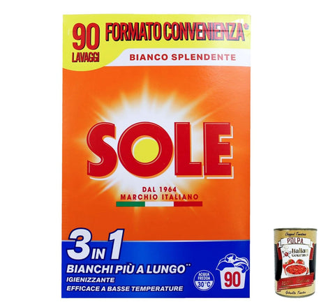 Sole Bianco Splendente Washing Powder for Washing Machines, 90 Washes, 4.5 kg, Professional Formula, Deep Cleaning, Gives Clothes Softness from the First Wash + Italian Gourmet Polpa 400 g