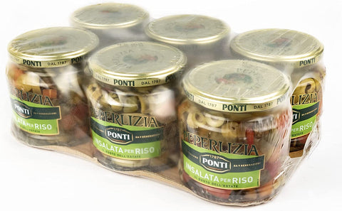 Ponti Peperlizia Rice Salad 350g Mixed Sweet and Sour Vegetables, Rice and Pasta Seasoning, Set of 6
