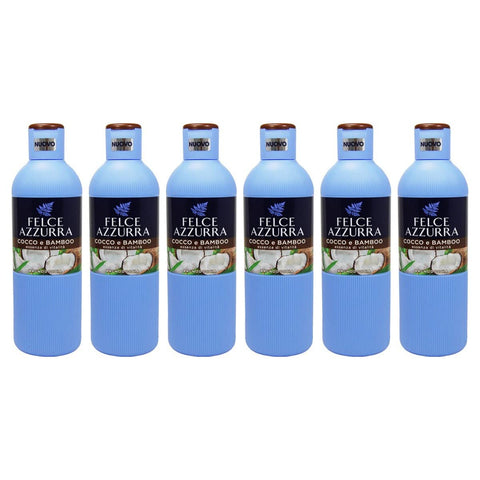Paglieri Felce Azzurra Bagnodoccia Cocco e Bamboo, Coconut and Bamboo Body Wash, Shower Gel 650 ml, Pack of 6