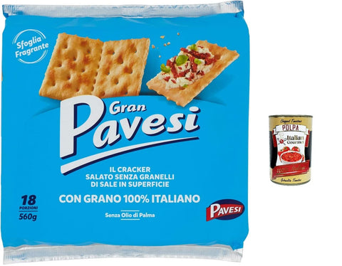 12 x Gran Pavesi non salati crackers unsalted 560 g biscuits pastry + Italian gourmet polpa 400 g