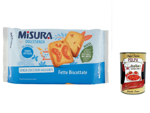 Misura Biscottate Dolcesenza Rusks without Added Sugar, 320 g + Italian Gourmet Polpa 400 g, Pack of 3