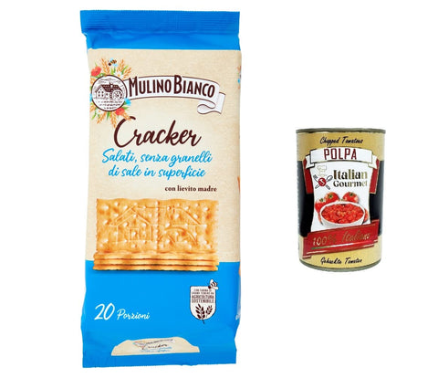 6 x Mulino Bianco Unsalted Crackers with Sustainable Flour 500 g + Italian Gourmet Polpa 400 g