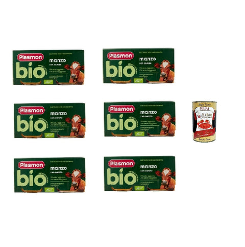 Plasmon Omogeneizzato di Manzo, Beef Homogenised 6 x (2 x 80 g) + Italian Gourmet Polpa 400 g