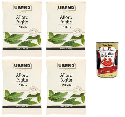 Ubena Foglie di Alloro Intere Whole Bay Leaves 4 x 7 g + Italian Gourmet Polpa 400 g