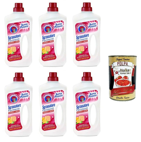 Chanteclair Sgrassatore Pavimenti Floor Degreaser Marseille and Lemon 6 x 750 ml + Italian Gourmet Polpa 400 g