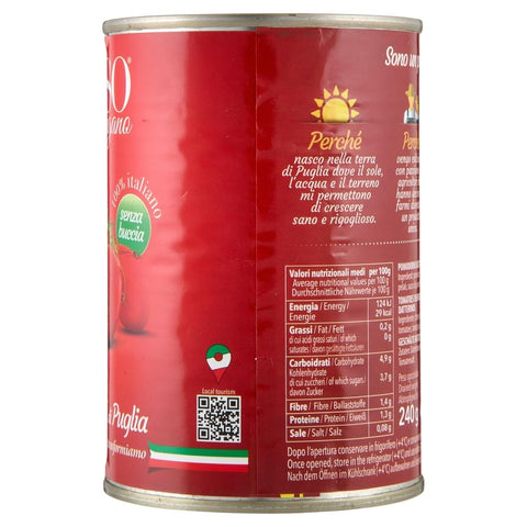 Rosso Gargano pomodori Datterini Pelati di Puglia, 100% Italian Datterini peeled tomatoes in a can, ideal for pizza, pasta, sauces and Mediterranean cuisine, 24 x 400 g