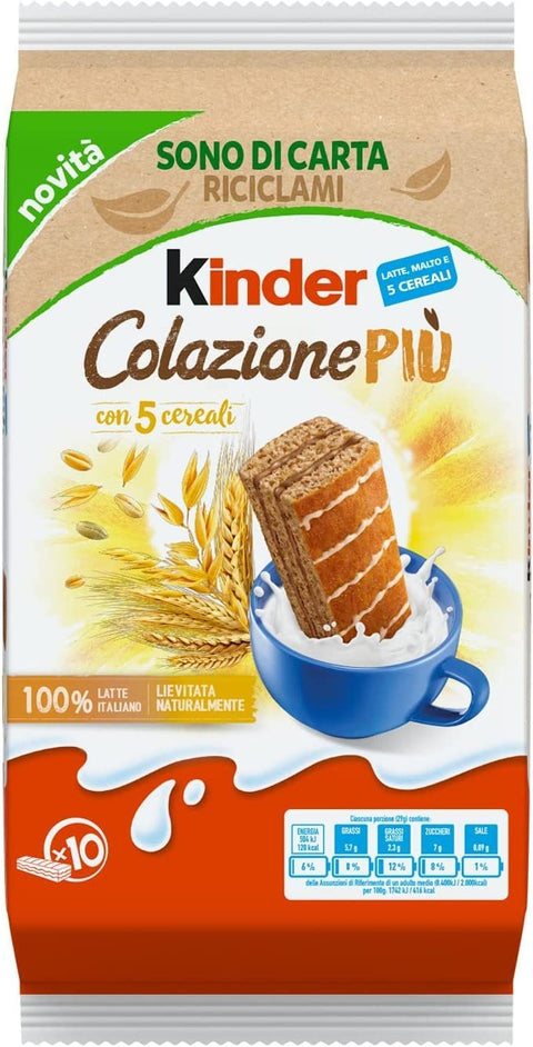 60 Kinder Ferrero Colazione Più Cake with Grains 30 g Sweet Snack Biscuits Bars