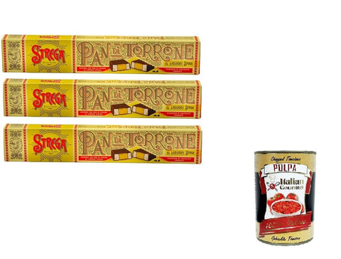 3x Alberti Strega Pan Di Torron Strega Nougat Bread 150 g + Italian Gourmet Gourmet Polpa 400 g