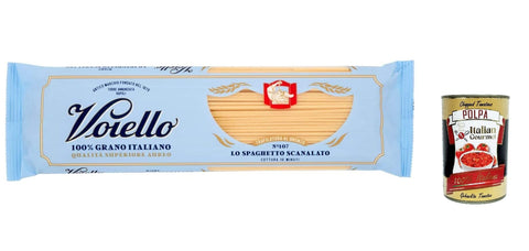 10 x Voiello Pasta Lo Spaghetto Scanalato Pasta, 100% Italian N107, 500 g + Italian Gourmet Polpa 400 g