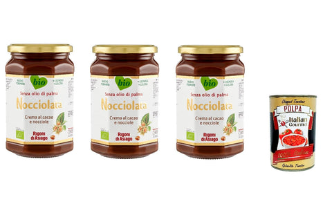 3 x Rigoni di Asiago Nocciolata, Nut Nougat Cream, Hazelnut Cream without Palm Oil, Nut Nougat Cream without Palm Oil, Bread Spread 650 g + Italian Gourmet Polpa 400 g