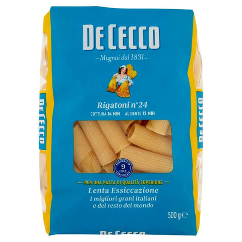 24x Pasta De Cecco 100% Italian Rigatoni N°39 Pasta 500g + Italian Gourmet Polpa 400g