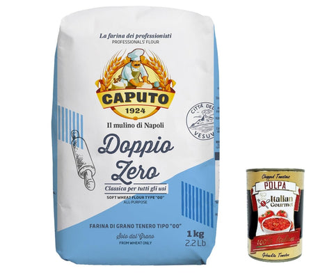 12x Farina Molino Caputo Doppio Zero Classica, Farina per Pizza Napoli Pizza Flour 1 kg + Italian Gourmet Polpa 400 g