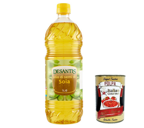 Desantis Olio Di Semi Di Soia Soya Oil 1 L + Italian Gourmet Polkpa 400 g Pack of 12