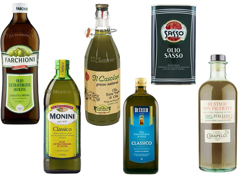 Italian Extra Virgin Olive Oil Virgin Olive Oil Extra Virgine di Oliva Test Pack De Cecco Carapelli Farchioni Sasso Monini 6 x 1 Litre