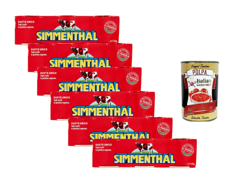 Simmenthal Beef in Vegetable Gelatine 6 x 3 x 140 g Storage Pack, Delicate Selected Pieces, Typical Italian Flavour, Ideal for Salads & Snacks + Italian Gourmet Polpa