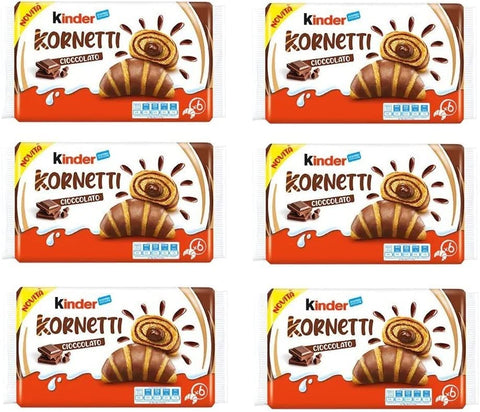 6 x Ferrero Children's Cornetti Cioccolato Cornetti Croissants Filled with Chocolate, Pack of 252 g, Each Pack Contains 6 Croissants