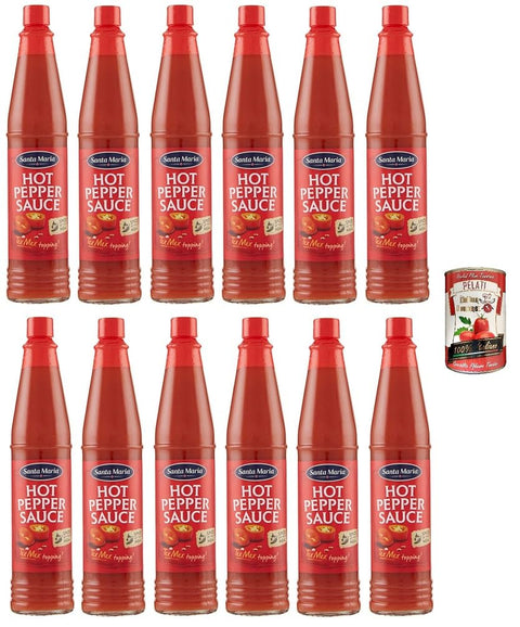 12 x Santa Maria, Spicy Chili Pepper Sauce, Perfect Accompaniment to Mexican and Non-Mexican Dishes, Ideal for Seasoning Vegetables, Eggs, Meat, 85 ml + Italian Gourmet Pelati 400 g