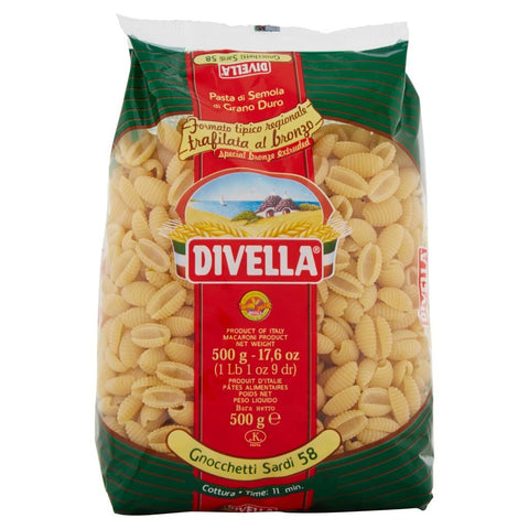 Divella Gnocchetti Sardi N. 58 Durum Wheat Semolina Pasta Italian Noodles 500 g Pack + Italian Gourmet Polpa di Pomodoro 400 g Tin Pack of 10