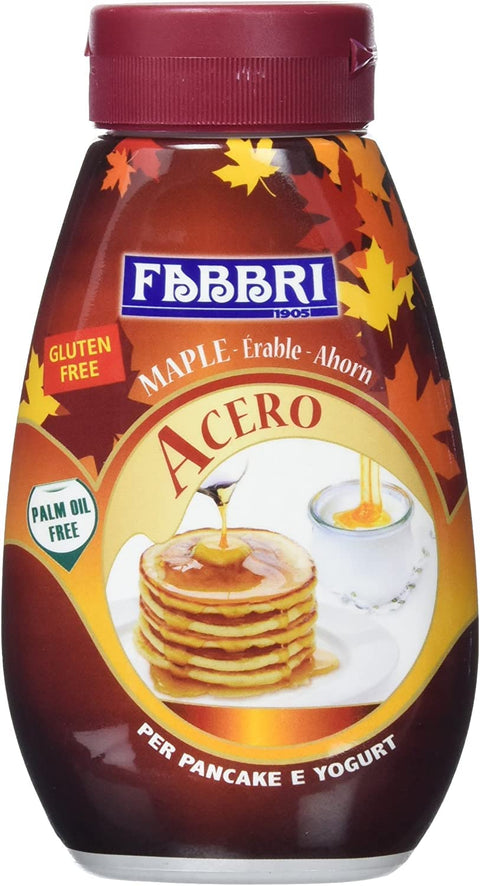 6 x Fabbri Topping Acero Sweet Sauce with Maple Syrup for Pancake and Yoghurt 220 g Gluten-Free Ready-to-Use Sauce Dessert Sauces