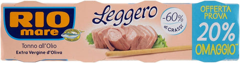 6 x Rio Mare Leggero Tonno Olive, 4 x 60 g Tuna in Olive Oil, Light 60% Fat