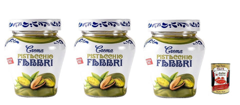 Fabbri Pistachio Cream in Glass, 230 g, Pack of 3, 100% Italian, + Italian Gourmet Polpa 400 g
