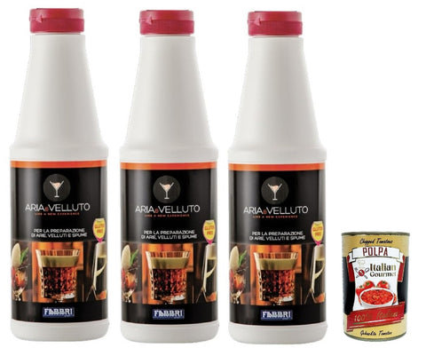 Fabbri Aria e Velluto, Gluten Free, Prepared in Liquid Form for Making Velvets and Airs, 3 x 800 g + Italian Gourmet Polpa 400 g