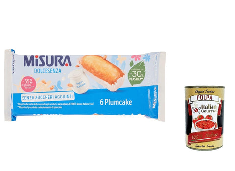 6 x Misura Plumcake allo Yogurt Dolcesenza Yogurt Plum Cake, No Added Sugar, 190 g + Italian Gourmet Polpa 400 g