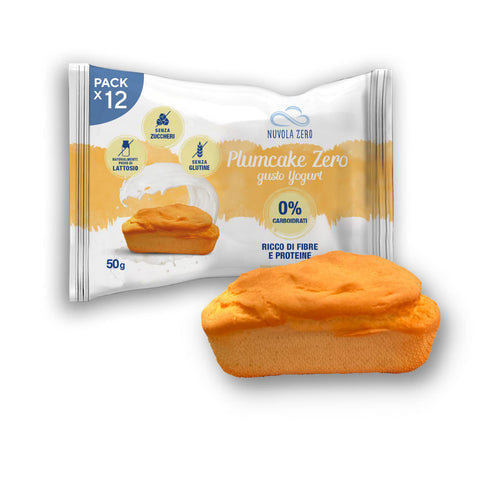 Nuvola Zero - Plumcake Zero with Yogurt Flavour without Carbohydrates, Lactose Free, Sugar Free, Gluten Free Snack, Rich in Fibre, Pack of 12, Made in Italy
